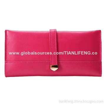 Women's leather wallet, long section, slim